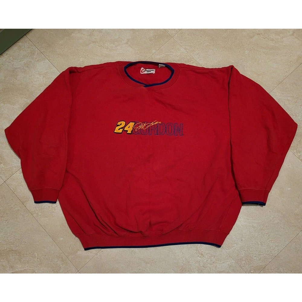 Vintage Jeff Gordon Chase NASCAR Crewneck Red Sweatshirt Mens Size XL